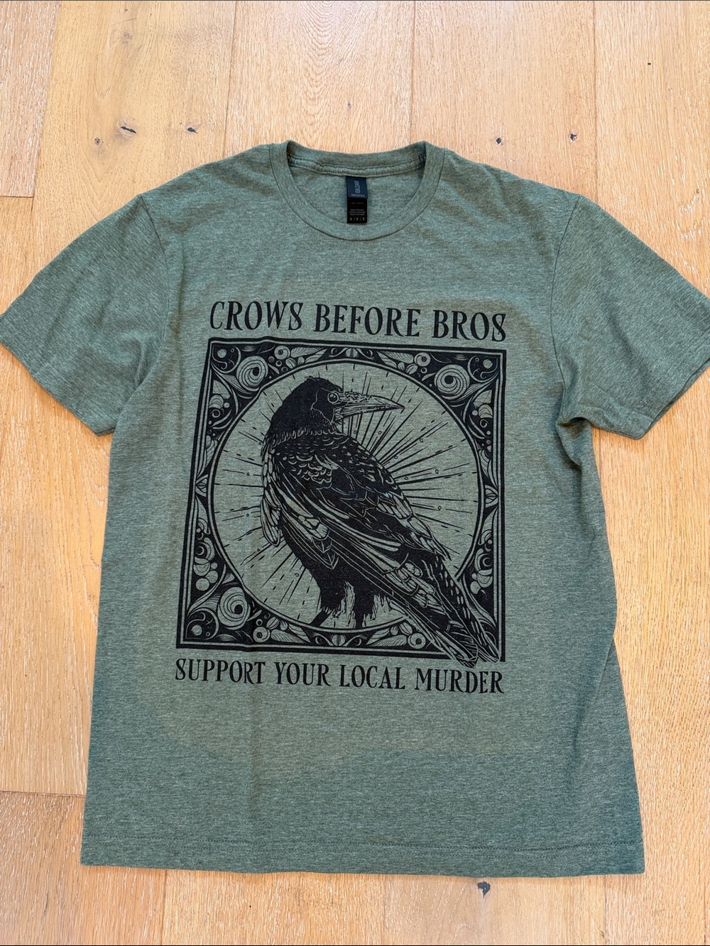 Gildan Olive Green 'Crows Before Bros' Graphic Tee